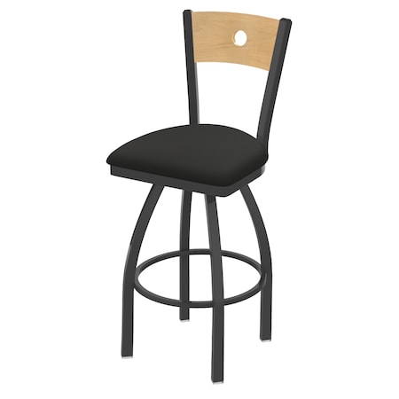Holland Bar Stool Co. 25" Swivel Counter Stool, Pewter Finish, Nat Back, Canter Iron Seat 83025PWNatMplB008